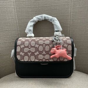 Coach Rogue Top Handle Bag In Signature Jacquard Cocoa Black NWT